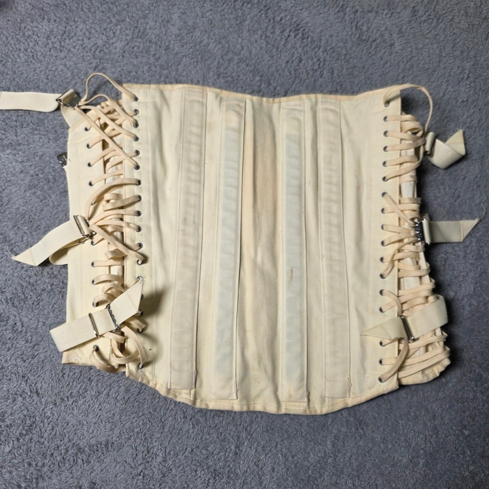 Camp Vintage 39 Medical Corset 267 Cream Canvas Laced Back Support Strap